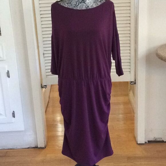 Just Fabulous ruched scoop neck dress 3X stretch - Picture 1 of 6